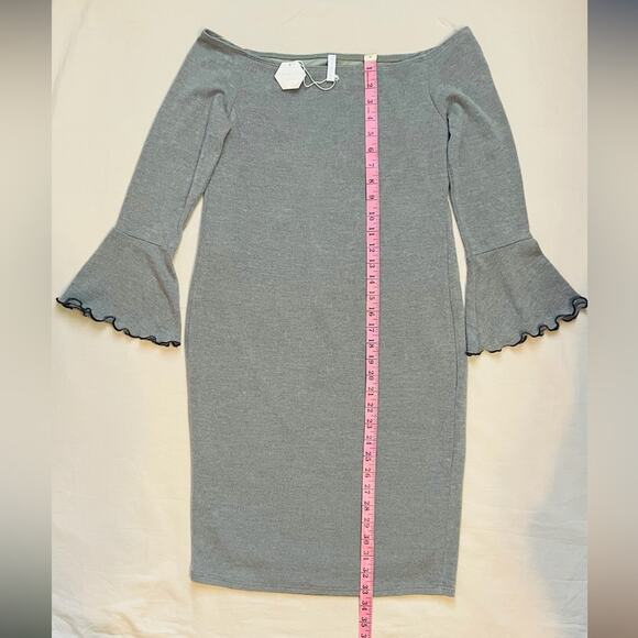 NWT Pinkblush Olive Green Off the Shoulder Maternity Sweater Dress Size Medium - Picture 5 of 6